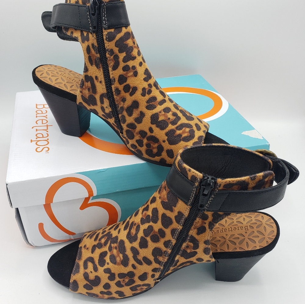 BareTraps Leopard Print Heeled Sandals